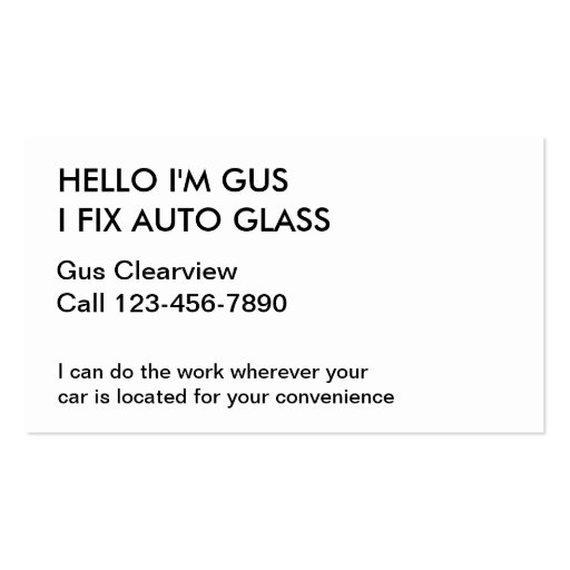 Auto Glass Business Cards (back side)