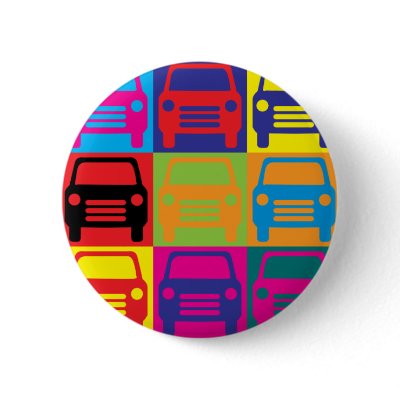 Auto Glass Pop Art Pinback Button by sciencewillprevail