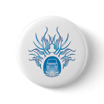 Auto Glass Skull Pinback Button