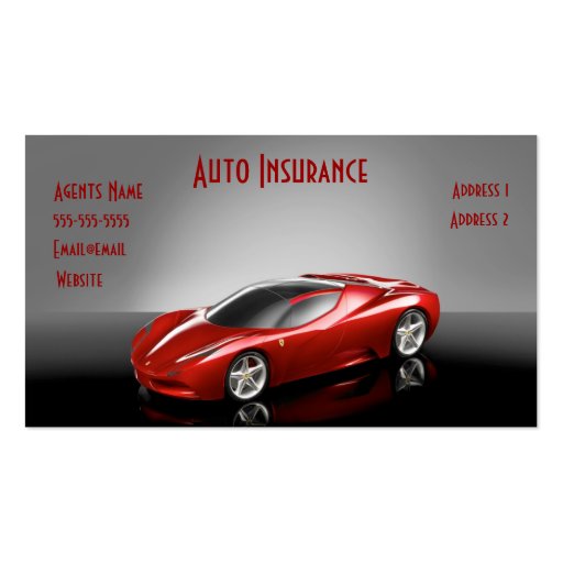 auto insurance business card (front side)