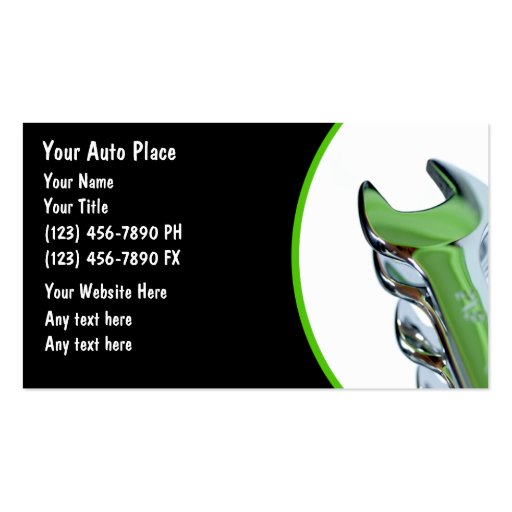Auto Mechanic Business Cards (front side)