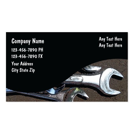Auto Mechanic Business Cards (front side)