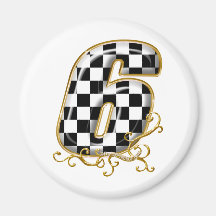 auto racin number 6 with gold accent refrigerator magnet