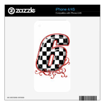 auto racing 6 in  red iPhone 4S decal