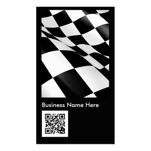 Auto Racing - Black White Checkered Flag QR Code Business Cards (back side)