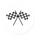 auto racing checker flag round sticker