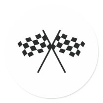 auto racing checker flag round sticker