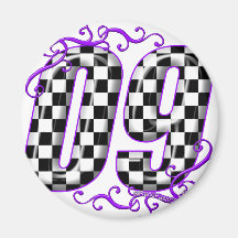 auto racing number 09 purple refrigerator magnets