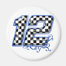 auto racing number 12 blue fridge magnets