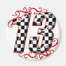 auto racing number 13 magnets