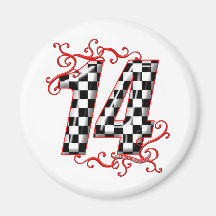 auto racing number 14 magnets