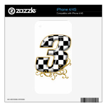 auto racing number 3 gold decal for the iPhone 4S