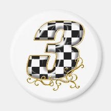 auto racing number 3 gold magnet