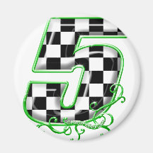 auto racing number 5 green refrigerator magnet