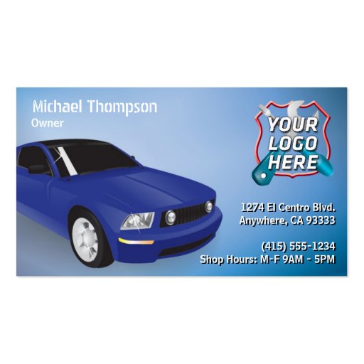 Auto Repair, Car Mechanic Business Card (front side)