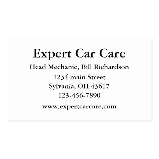 Auto Repair Shop Business Card (back side)