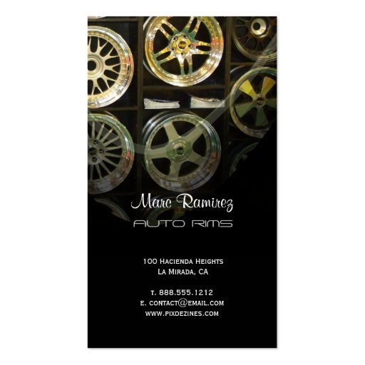 Auto Rims, photo business cards (back side)