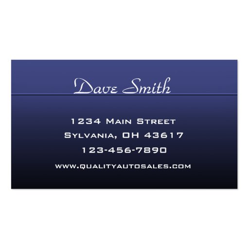 Auto Sales and Service Business Card (back side)