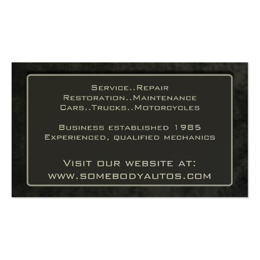 Auto Trade Business Card Template 16 (back side)