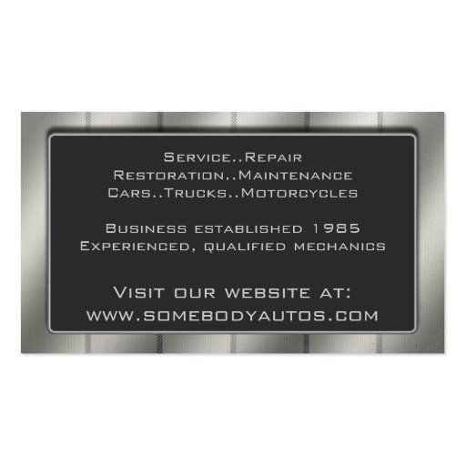 Auto Trade Business Card Template 19 (back side)