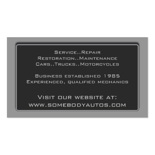 Auto Trade Business Card Template 2 (back side)