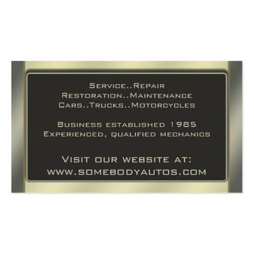 Auto Trade Business Card Template 20 (back side)