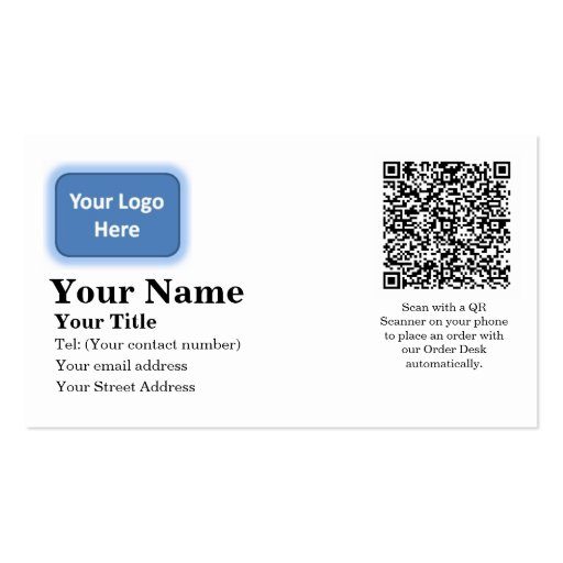 Automatic Email Order Business Card (front side)