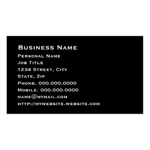 Automotive Business Card (back side)