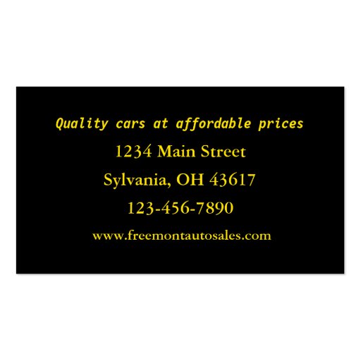 Automotive Dealership Business Card Templates (back side)
