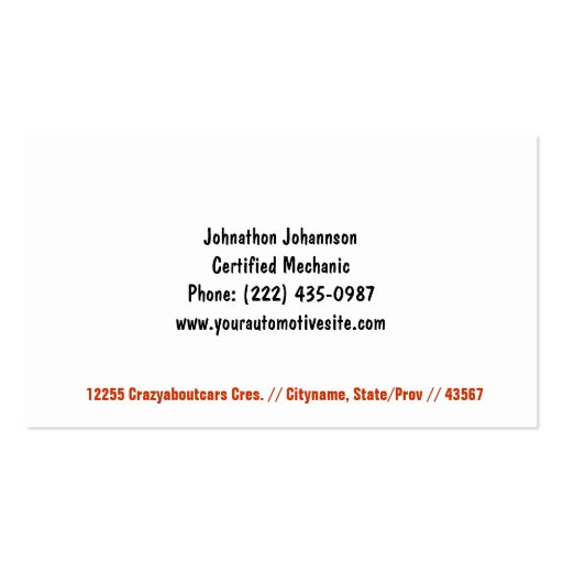 Automotive Red Classic Car Auto Painting Biz Business Card Template (back side)