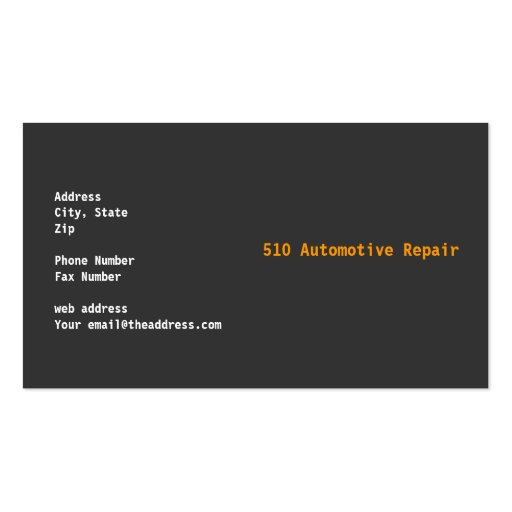 Automotive Repair Business Card Templates (back side)