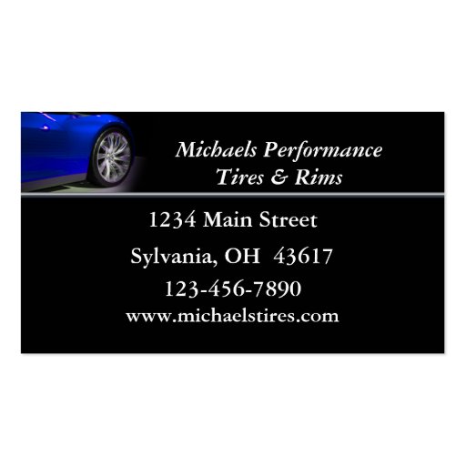 Automotive Tires and Rim Sales Business Cards (back side)