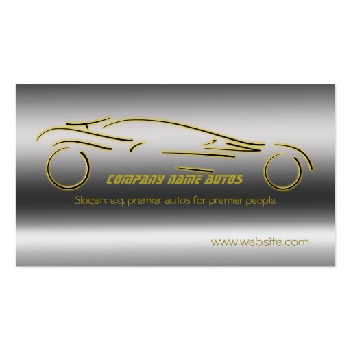 Autotrade Car - Gold Sportscar on steel-effect Business Card (front side)