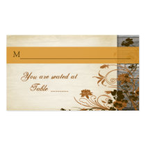 Autum Flowers, FAUX Wood Wedding Place Card business cards