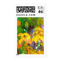 autum leaves postage stamp