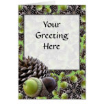 Autumn Acorns and Pine Cones Lg Any Color Greeting Card