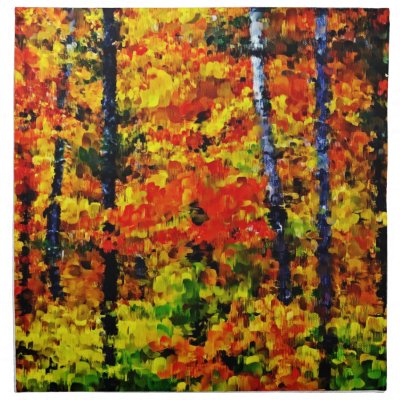 Autumn Afternoon - Painting Art Cloth Napkins by NhanNgo