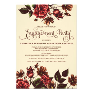 Autumn and Fall Floral Engagement Party Custom Invite