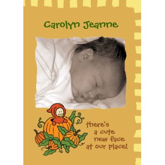 Autumn Baby Birth Announcement (boy or girl) card