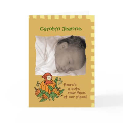 Autumn Baby Birth Announcement (boy or girl) Card by cutietoots