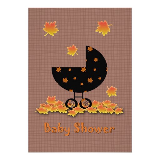Autumn Baby Shower Invitation Baby Buggy