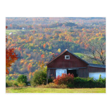 Autumn Barn and Hills Post Card