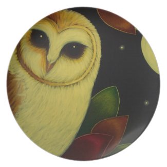 AUTUMN BARN OWL Melamine Plate