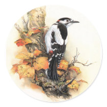 Autumn Bird Round Sticker