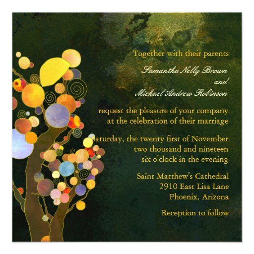 Autumn Bliss Tree Theme Monogram Wedding Invites