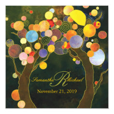 Autumn Bliss Tree Theme Monogram Wedding Invites