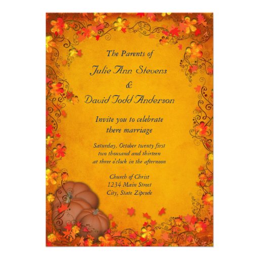 Autumn Bliss Wedding Personalized Invites