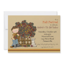 Autumn Boy and Pup Invitation