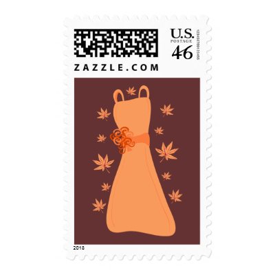 Autumn Bridesmaid Dress Postage Stamp