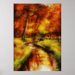 Autumn - By a little bridge - Painting Poster